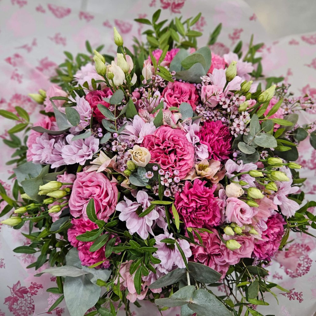 Composition florale rose en abonnement Composition florale rose en abonnement